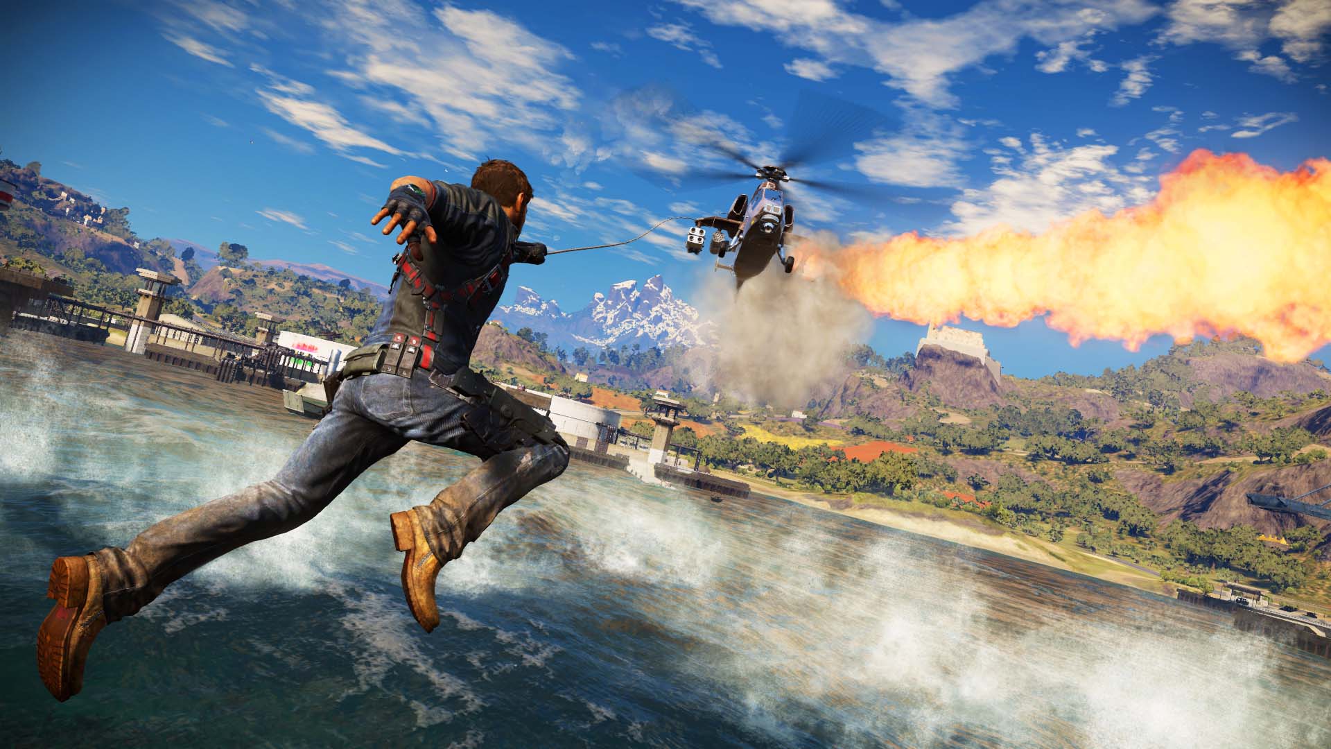 Just Cause 3 скриншот — взрыв моста